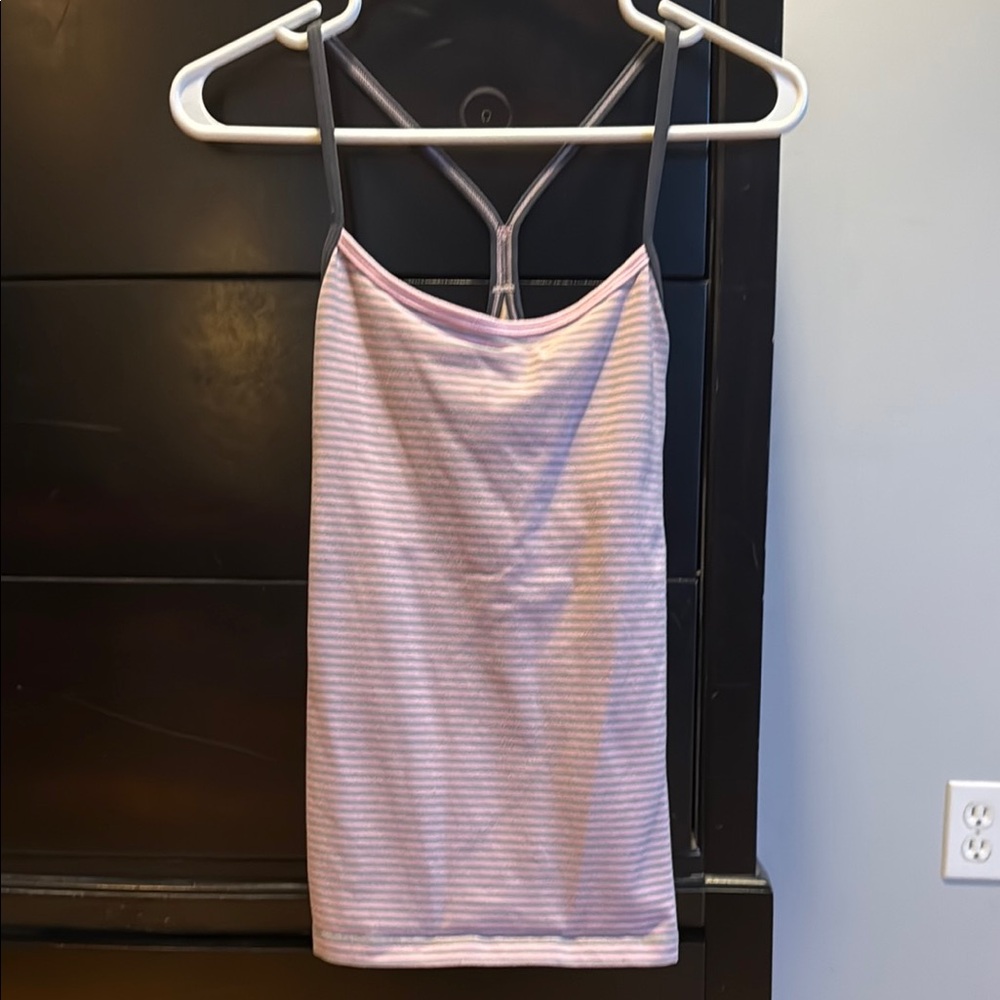 Lululemon Athletica Pink and White Fitted Camisole